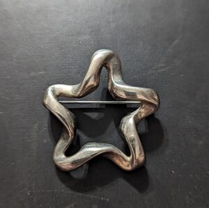 Vintage Sterling Silver Open Star Statement Brooch Pin